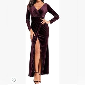 Long Sleeve Velvet Bodycon Dress, Size S